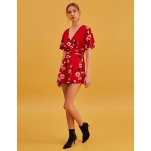 KEEPSAKE Darkness Playsuit in Scarlet Bloom, S